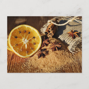 Oranges Weihnachten Zimt Postkarte