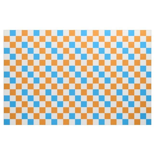 Oranges Weiß-Blau kariertes Musterdesign  Stoff (Fat Quarter (45,7 x 55,9 cm))