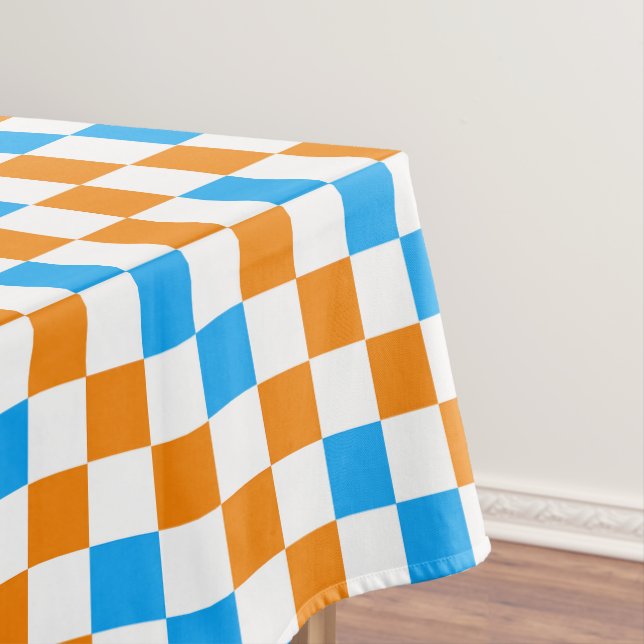 Oranges Weiß-Blau kariertes Musterdesign  Tischdecke (Beispiel)