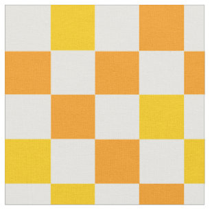 Oranges Weiß Gelbes Karomuster Design Stoff