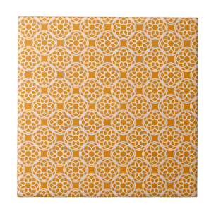 Oranges Weiß geometrisches nahtloses Muster Fliese