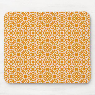 Oranges Weiß geometrisches nahtloses Muster Mousepad