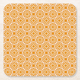 Oranges Weiß geometrisches nahtloses Muster Rechteckiger Pappuntersetzer