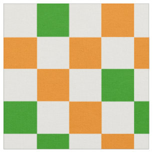 Oranges Weiß Grün Kariertes Musterdesign Stoff