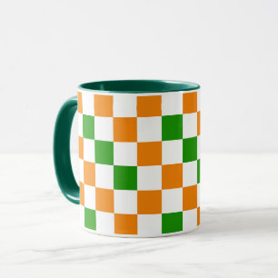 Oranges Weiß Grün Kariertes Musterdesign Tasse