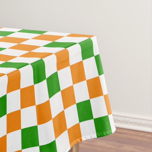 Oranges Weiß Grün Kariertes Musterdesign  Tischdecke (Beispiel)