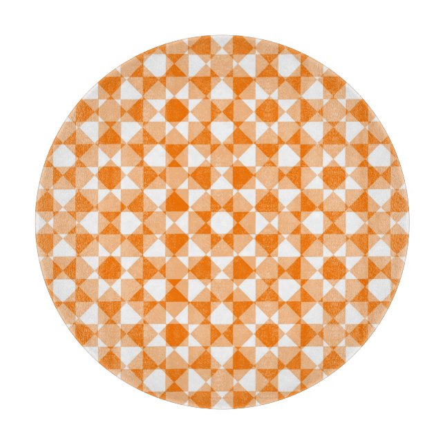 Oranges Weiß Karo Diamant Karomuster Schneidebrett (Vorderseite)