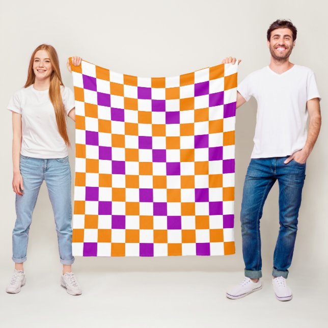 Oranges Weiß Lila Karomuster Design  Fleecedecke (Beispiel)