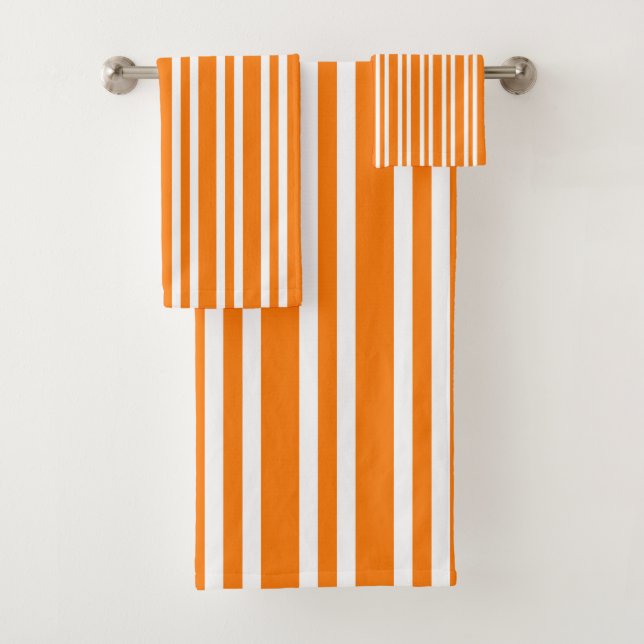 Oranges Weiß Streifen Muster Badhandtuch Set (Insitu)