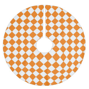 Oranges Weißes Karomuster Diamantmuster Polyester Weihnachtsbaumdecke