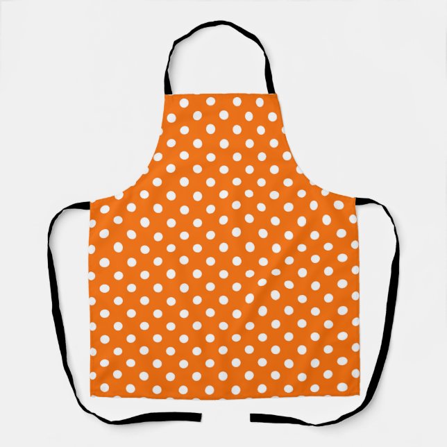 Oranges Weißes Polka-Punkte-Design Schürze (Vorderseite)