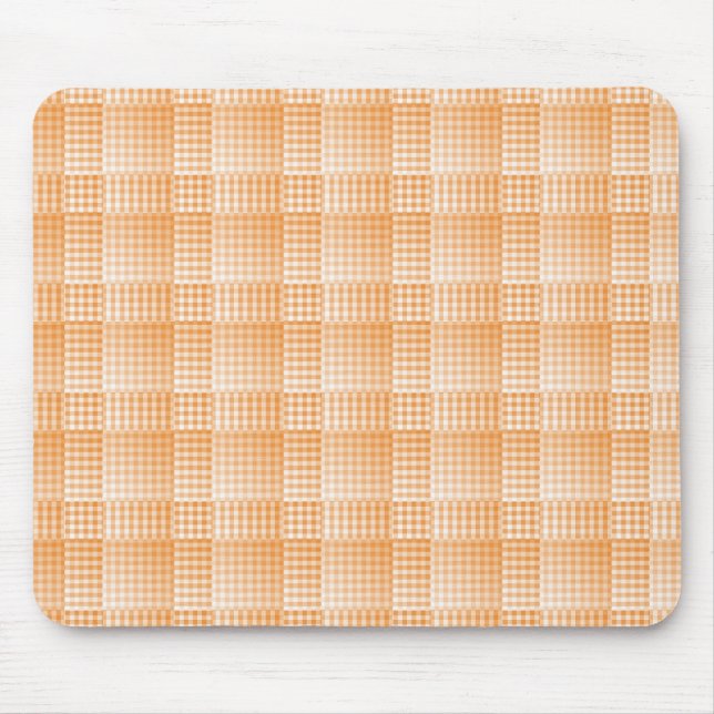 Oranges Weißes Schachbrett Abstract Muster Mousepad (Vorne)