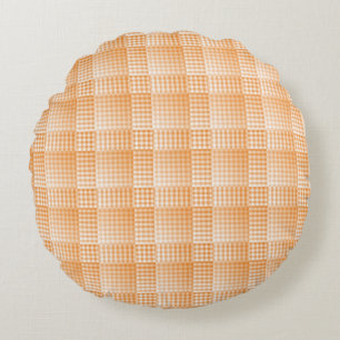 Oranges Weißes Schachbrett Abstract Muster Rundes Kissen