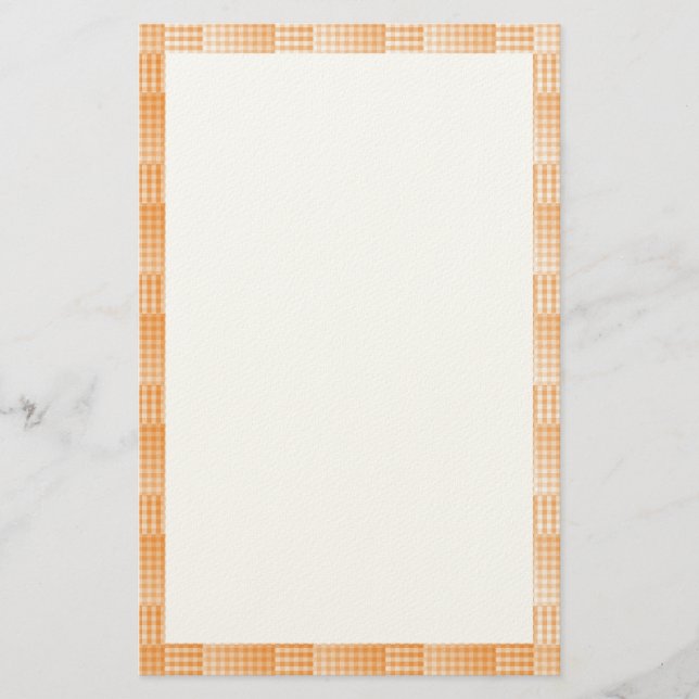 Oranges Weißes Schachbrett Abstract Pattern Briefpapier (Vorderseite)