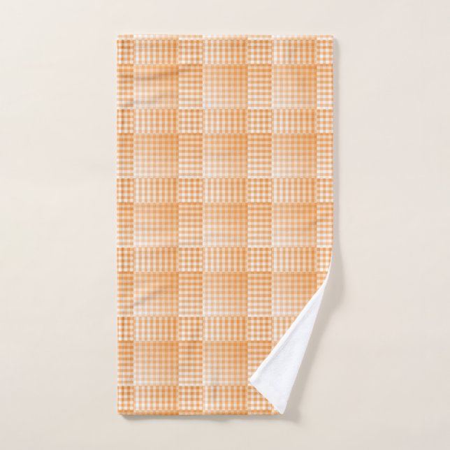 Oranges Weißes Schachbrett Abstract Pattern Handtuch (Handtuch)