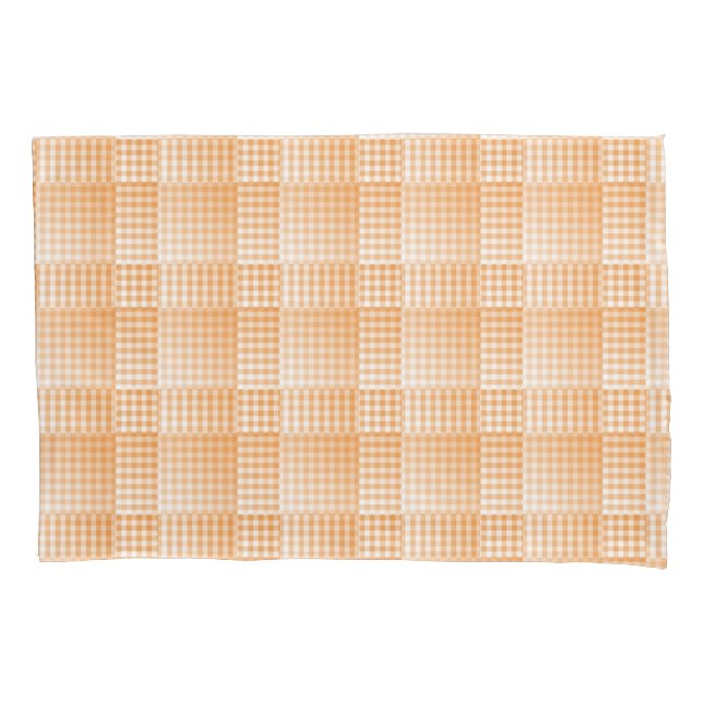 Oranges Weißes Schachbrett Abstract Pattern Kissenbezug (Vorderseite-Links)