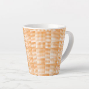 Oranges Weißes Schachbrett Abstract Pattern Milchtasse