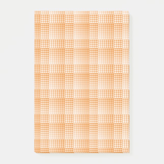 Oranges Weißes Schachbrett Abstract Pattern Post-it Klebezettel (Vorderseite)