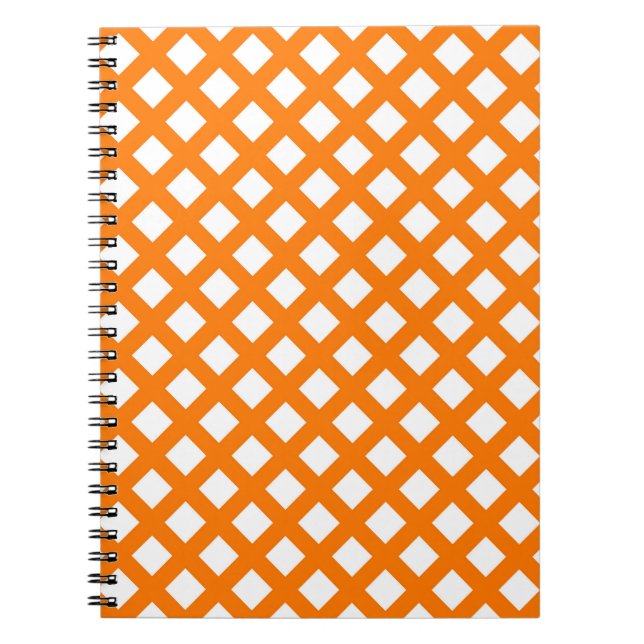 Oranges Weißes Schachbrett-Diamantmuster Notizblock (Vorderseite)