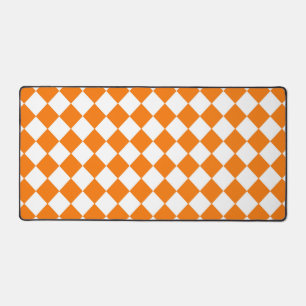 Oranges Weißes Schachbrett Diamantmuster Schreibtischunterlage