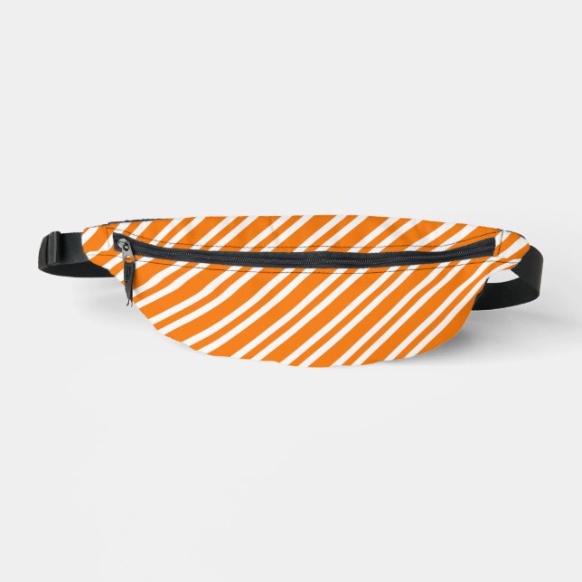 Oranges Weißes Streifenmuster Bauchtasche (Vorderseite)