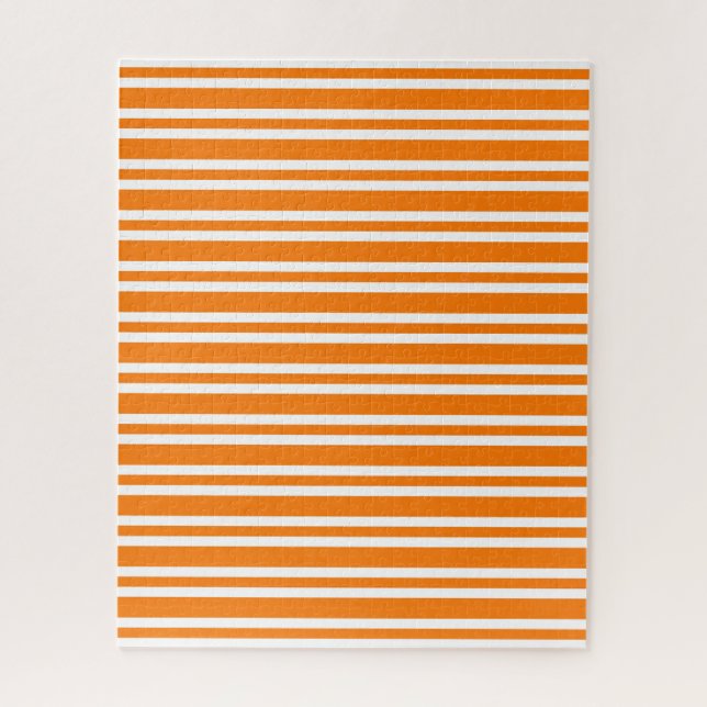 Oranges Weißes Streifenmuster Puzzle (Vertikal)
