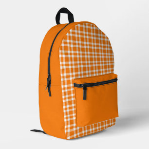 Oranges Weißkariertes Muster Bedruckter Rucksack