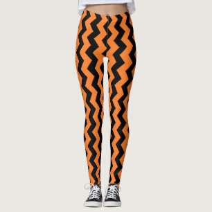 Oranges Zickzack-Design - Hintergrundfarbe wählbar Leggings