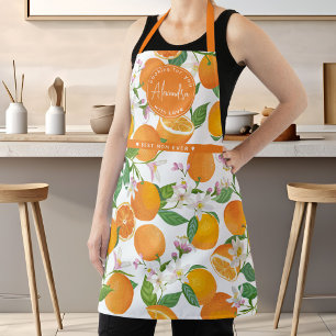 Oranges Zitrusschema Wasserfarbe Beste Mama Name Schürze