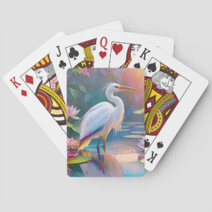 Orangeschnabeliger Weißer Reiher Fantasy-Vogel Spielkarten
