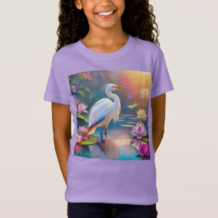 Orangeschnabeliger Weißer Reiher Fantasy-Vogel T-Shirt