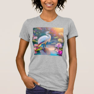 Orangeschnabeliger Weißer Reiher Fantasy-Vogel T-Shirt