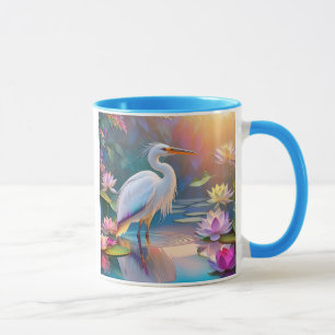 Orangeschnabeliger Weißer Reiher Fantasy-Vogel  Tasse