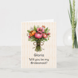Orangestreifen Whimsical Flower Brautjungfer Vorsc Karte
