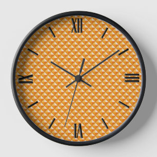 Orangeton wie Sherbet, Email-Look, gemusterte Gitt Uhr