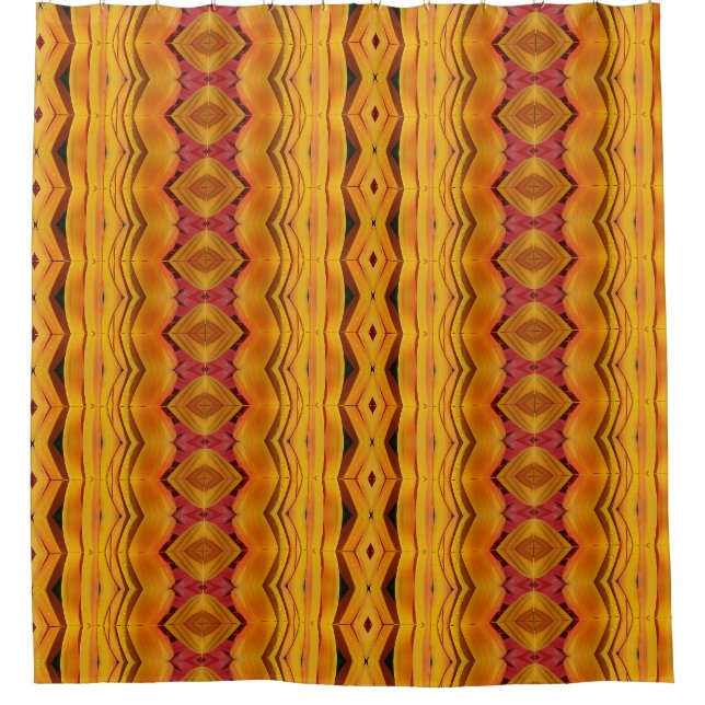 Orangey Ikat Duschvorhang (Vorderseite)