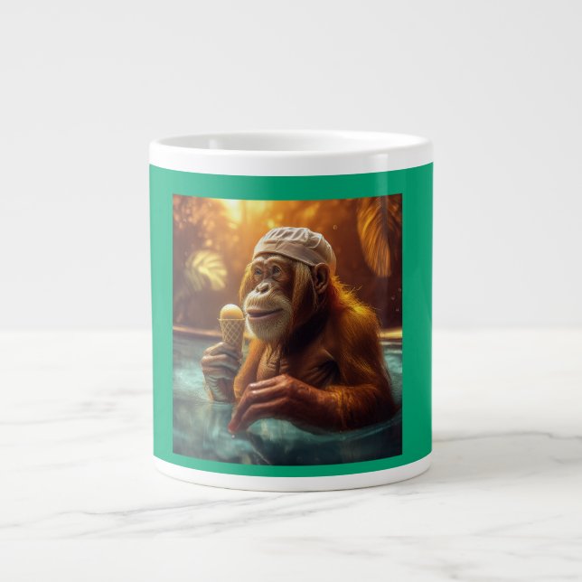 Orangutan am Pool mit Eiscreme Jumbo-Tasse (Vorderseite)