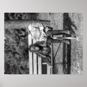 Orangutan and Boy in the National Zoo Photograph Poster