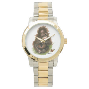 Orangutan Baby and Butterfly Armbanduhr