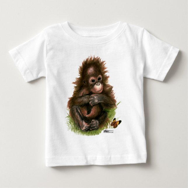 Orangutan Baby and Butterfly Baby T-shirt (Vorderseite)