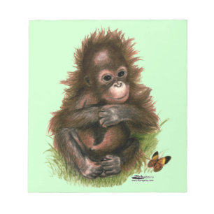 Orangutan Baby and Butterfly Notizblock