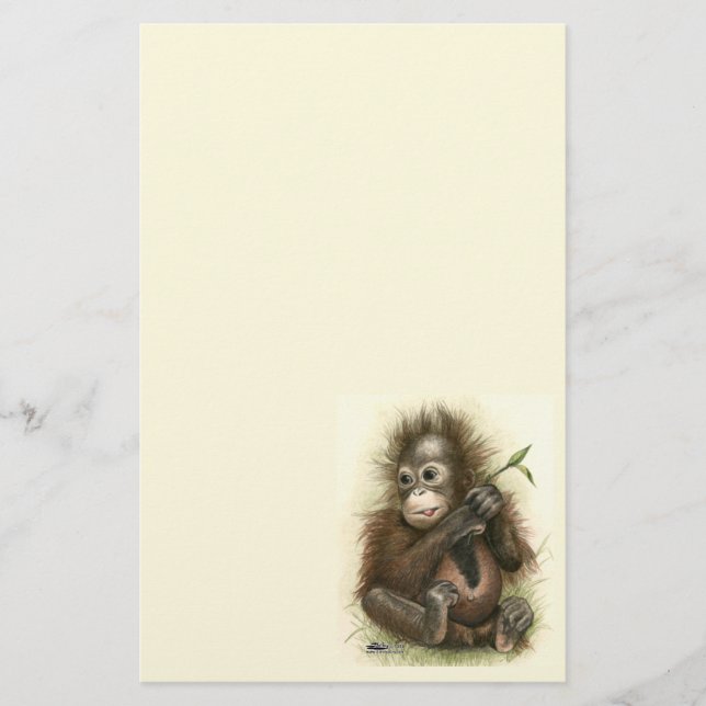 Orangutan Baby With Leaves Briefpapier (Vorderseite)