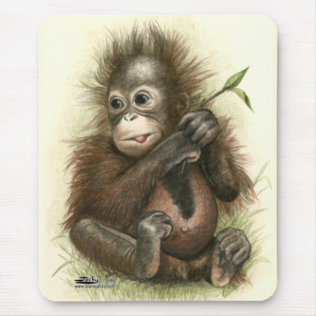 Orangutan Baby With Leaves Mousepad (Vorne)