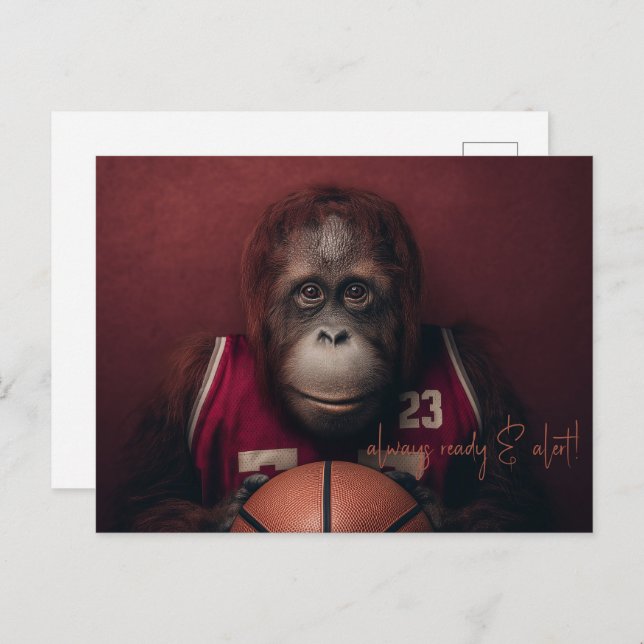 Orangutan Basketball-Spieler Postkarte (Vorne/Hinten)