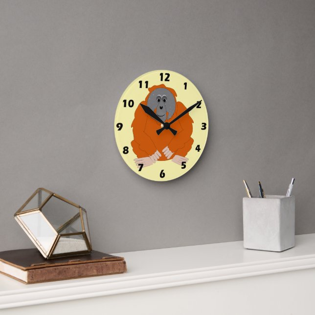 Orangutan Design Runde Wanduhr (Büro)