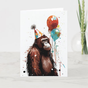 Orangutan Geburtstagsparty Faltkarte Dankeskarte