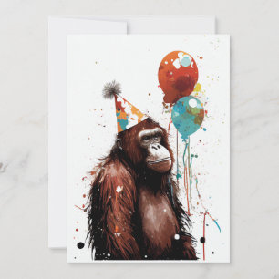 Orangutan Geburtstagsparty Flat Grußkarte Dankeskarte