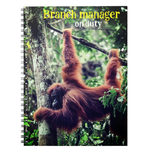 Orangutan hängt in Baum Notizblock (Vorderseite)