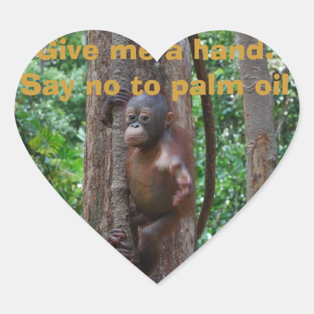 Orangutan Herz-Aufkleber (Vorderseite)