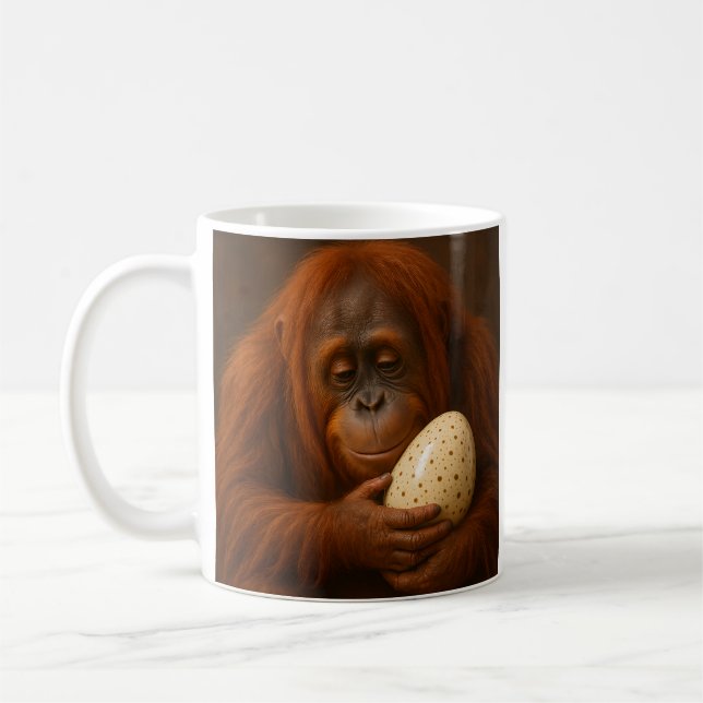 Orangutan Holding Egg Kaffeetasse (Links)